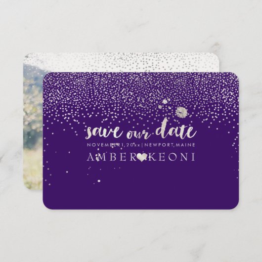PixDezines-Imitate Silber/Rett-Datum/DIY-Farbe Save The Date (Vorne/Hinten)