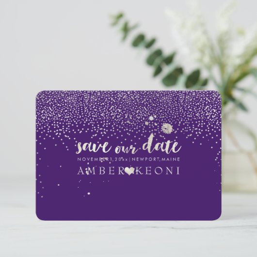PixDezines-Imitate Silber/Rett-Datum/DIY-Farbe Save The Date (Stehend Vorderseite)