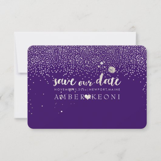 PixDezines-Imitate Silber/Rett-Datum/DIY-Farbe Save The Date (Vorderseite)