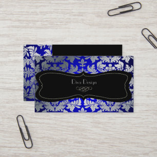 PixDezines Imitate Silberbarocke, blau/schwarz Visitenkarte