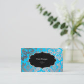 PixDezines Imitate Silberbarocke Damaske Blau Visitenkarte (Stehend Vorderseite)