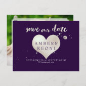 PixDezines-Imitate Silberherz/rett-Datum/DIY-Farbe Ankündigungspostkarte (Vorne/Hinten)