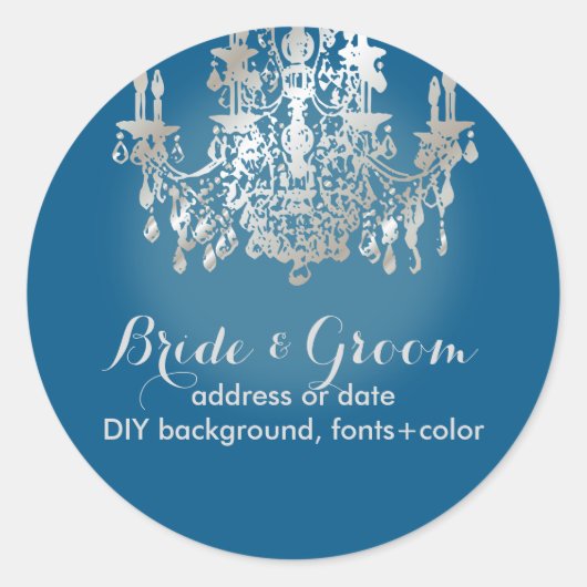 PixDezines Imitate silbern Kristallleuchter/DIY-Fa Runder Aufkleber (Vorderseite)