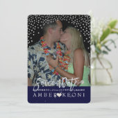 PixDezines Imitate Silver Confetti/Herz/Rett Datum Save The Date (Stehend Vorderseite)