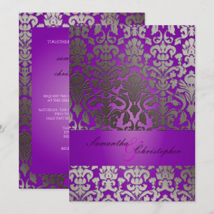 PixDezines Imitate SIlver Flora Damask / Royal Lil Einladung
