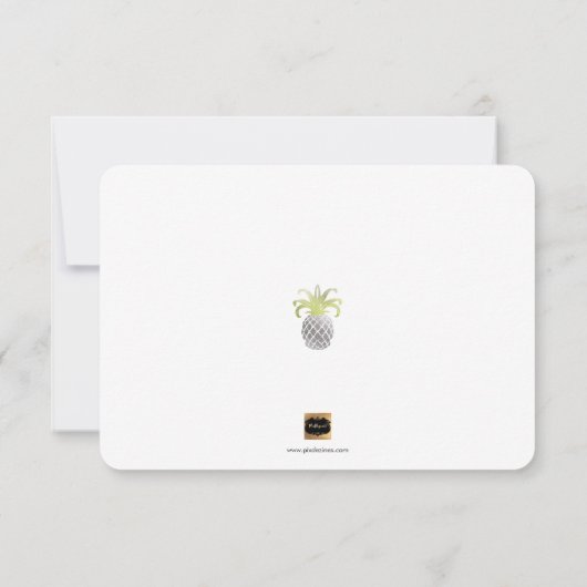 PixDezines Imitate Silver Pineapel/rett unser Datu Save The Date (Rückseite)