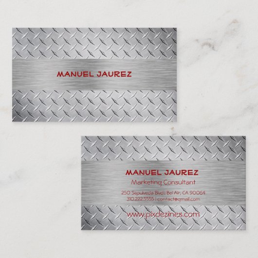 PixDezines Imitate Stahlblech/Schriftart mit Drück Visitenkarte (Vorne/Hinten)