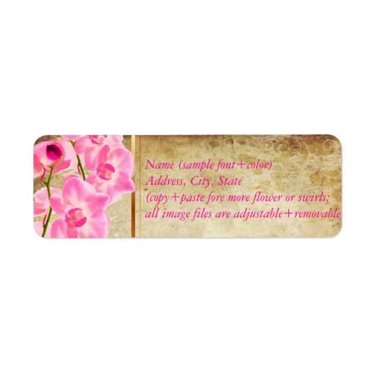 PixDezines Imitatpergament/rosa kona Orchidee Rücksendeetikett