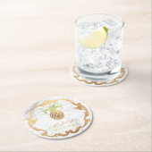 PixDezines Imitats Ananas+Weißer Marmor Runder Pappuntersetzer (Vor Ort)