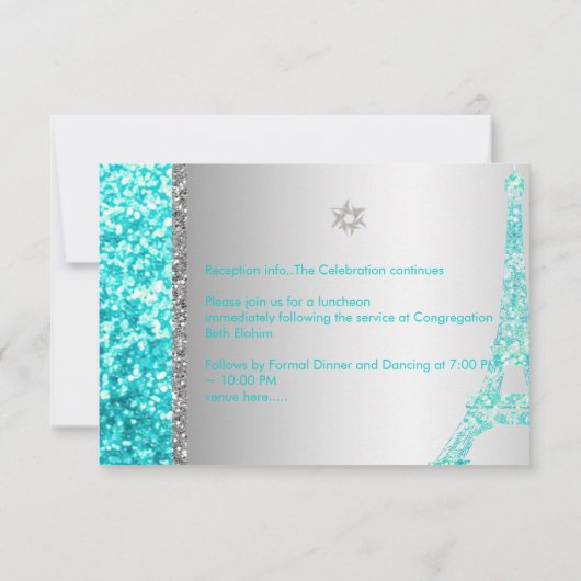 PixDezines Imitats Glitzer eiffel/mitzvah Feier Einladung (Rückseite)