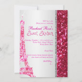 PixDezines Imitats Glitzer eifflel/pink ruby/süß 1 Einladung (Rückseite)