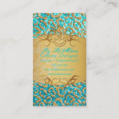 PixDezines Imitats Glitzer Jaguar/aquamarin+gold Visitenkarte (Rückseite)