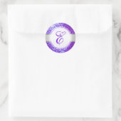 PixDezines IMITATS GLITZER MONOGRAM | ULTRA VIOLET Runder Aufkleber (Tasche)