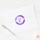 PixDezines IMITATS GLITZER MONOGRAM | ULTRA VIOLET Runder Aufkleber (Umschlag)