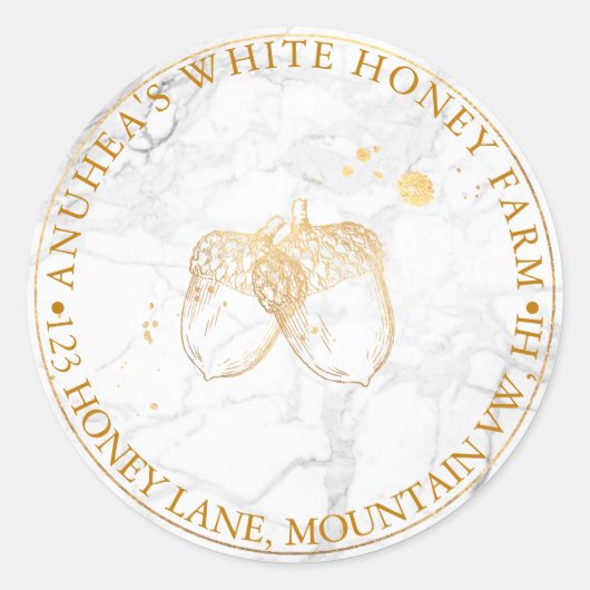 PixDezines IMITATS GOLD ACORNS+MARBLE Runder Aufkleber (Vorderseite)