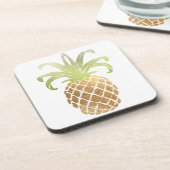 PixDezines Imitats Gold Ananas/DIY Hintergrund Getränkeuntersetzer (Linke Seite)
