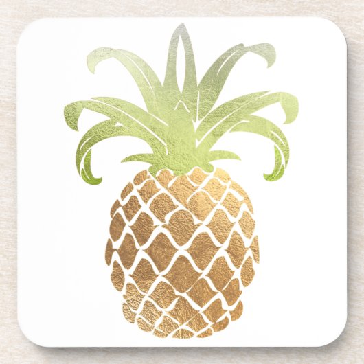 PixDezines Imitats Gold Ananas/DIY Hintergrund Getränkeuntersetzer (Vorderseite)