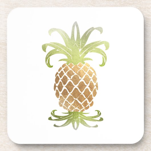 PixDezines Imitats Gold Ananas/DIY Hintergrund Getränkeuntersetzer (Vorderseite)