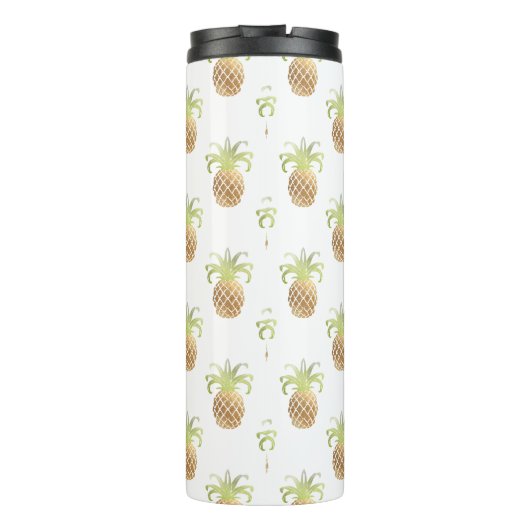 PixDezines Imitats Gold Ananas/DIY Hintergrund Thermosbecher (Rückseite)