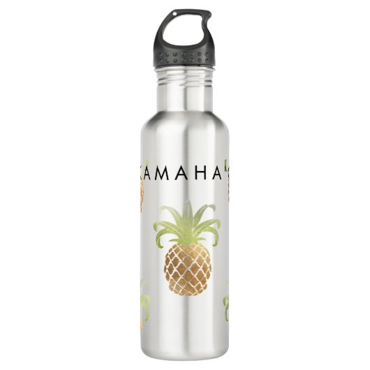 PixDezines Imitats Gold Ananas/DIY Hintergrund Trinkflasche (Vorderseite)