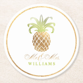 PixDezines Imitats Gold/Ananas Runder Pappuntersetzer