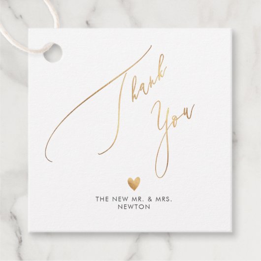 PixDezines Imitats Gold Luxe Calligraphie Danke Fa Geschenkanhänger (Vorderseite)