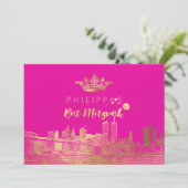 PixDezines Imitats Gold NYC/Mitzvah/DIYcolor Einladung (Stehend Vorderseite)