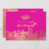 PixDezines Imitats Gold NYC/Mitzvah/DIYcolor Einladung (Vorne/Hinten)