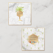 PixDezines IMITATS GOLD PALM TREE+MARBLE Quadratische Visitenkarte (Vorne/Hinten)
