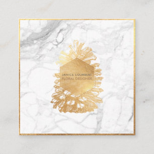 PixDezines IMITATS GOLD PINECONES+MARBLE Quadratische Visitenkarte