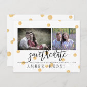 PixDezines Imitats Gold Polka Dots Save the Date (Vorne/Hinten)