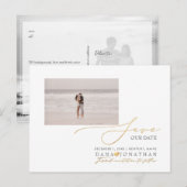 PixDezines Imitats Gold Save the Date Luxe Script Postkarte (Vorne/Hinten)
