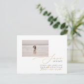 PixDezines Imitats Gold Save the Date Luxe Script Postkarte (Stehend Vorderseite)