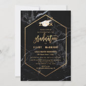 PixDezines Imitats Gold/Schwarzer Marmor Abschluss Einladung (Rückseite)