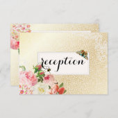 PixDezines Imitats Gold/Vintage Rose Empfang Begleitkarte (Vorne/Hinten)