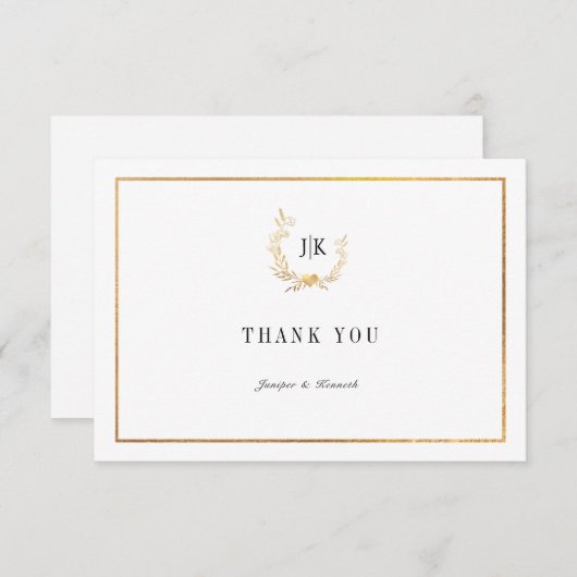 PixDezines Imitats Goldener Kranz Dankeschön Karte (Vorne/Hinten)