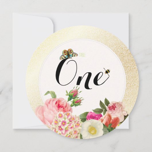 PixDezines Imitats Goldflecken/Tischnummern Einladung (Rückseite)