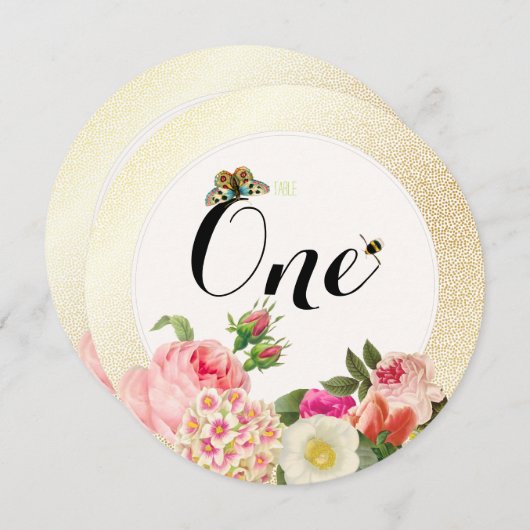 PixDezines Imitats Goldflecken/Tischnummern Einladung (Vorne/Hinten)