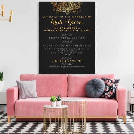 PixDezines Imitats Goldkronleuchter Hochzeitsprogr Leinwanddruck (Insitu (Wohnzimmer))