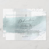 PixDezines Imitats Metallic Dusty Blue Dedication Einladung (Vorne/Hinten)