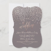 PixDezines Imitats Rose Gold Confetti Hochzeit+UAW Einladung (Vorderseite)