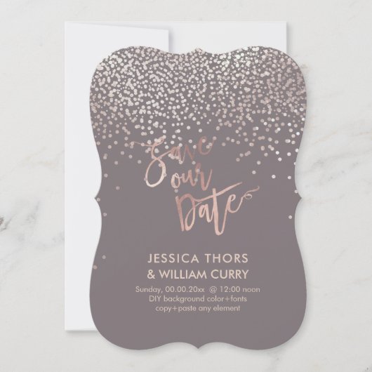 PixDezines Imitats Rose Gold Confetti Save the Dat Date (Vorderseite)