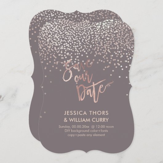 PixDezines Imitats Rose Gold Confetti Save the Dat Save The Date (Vorne/Hinten)