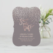 PixDezines Imitats Rose Gold Confetti Save the Dat Save The Date (Stehend Vorderseite)