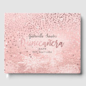 PixDezines IMITATS ROSE GOLD CONFETTI+SNOW BOKEH Gästebuch (Vorderseite)