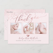 PixDezines Imitats Rose Gold Confetti/Vielen Dank Postkarte (Vorne/Hinten)