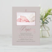 PixDezines Imitats Rose Gold Cross Taufen Einladung (Stehend Vorderseite)