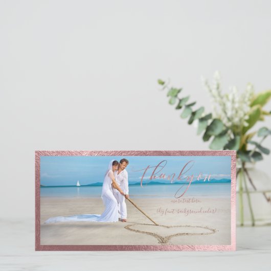 PixDezines Imitats Rose Gold/danke Ihnen Hochzeit Dankeskarte (Stehend Vorderseite)