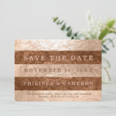 PixDezines Imitats Rose Gold+Kupferstreifen/rett Save The Date (Stehend Vorderseite)