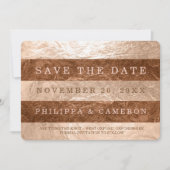 PixDezines Imitats Rose Gold+Kupferstreifen/rett Save The Date (Vorderseite)